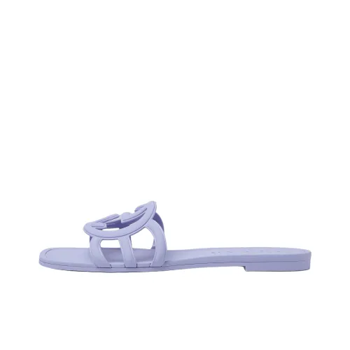 GUCCI Interlocking Slide Slippers Women's Light Purple