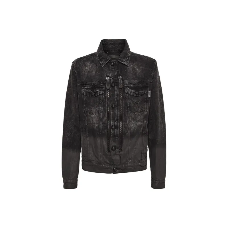 PHILIPP PLEIN Crystal skull Denim Jacket-0