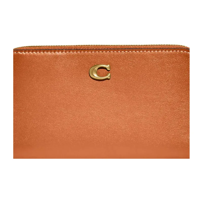 COACH Zip Around Calfskin Clutches Wallets Medium Size Women's Orange-3