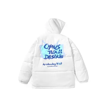 TVX Letter Hooded Loose Fit Puffer Jacket Unisex White