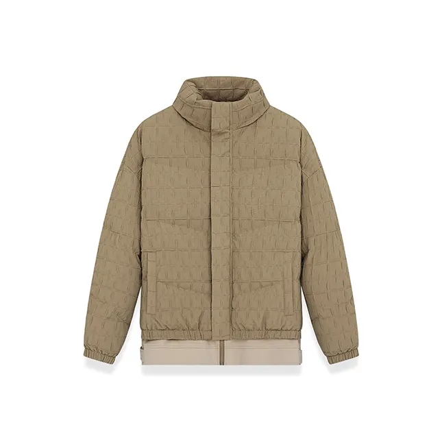 BAGGL Solid Color Loose Fit Thickened Puffer Jacket Unisex Khaki-0