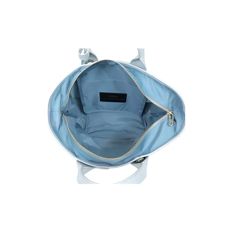 Furla Piuma Recycled Nylon Tote Bag, Shopping Bag, Shoulder Bag, Crossbody Bag, Handbag Regular Women's Light Blue-2