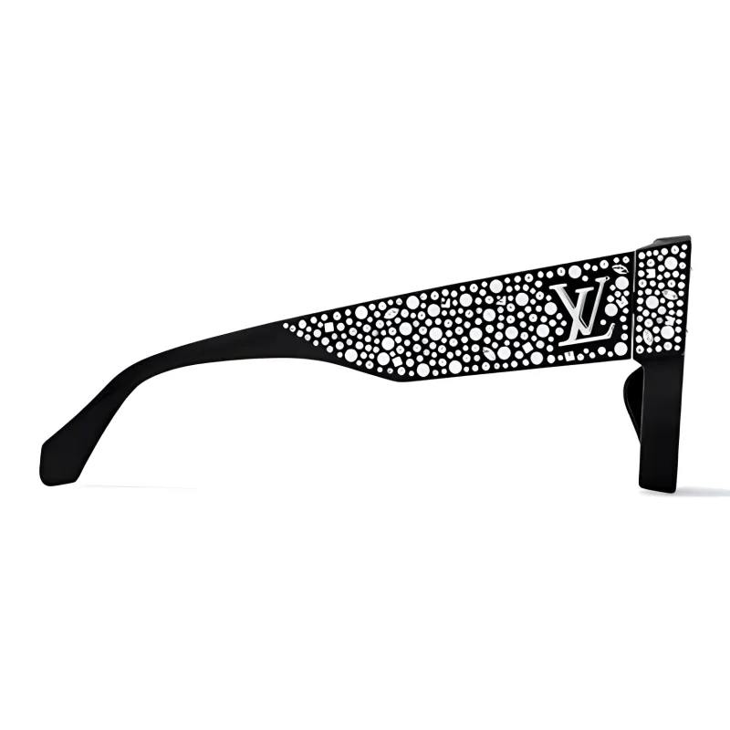 LOUIS VUITTON Metal Acetate Glass Irregular Shape Sunglasses Unisex Black-2