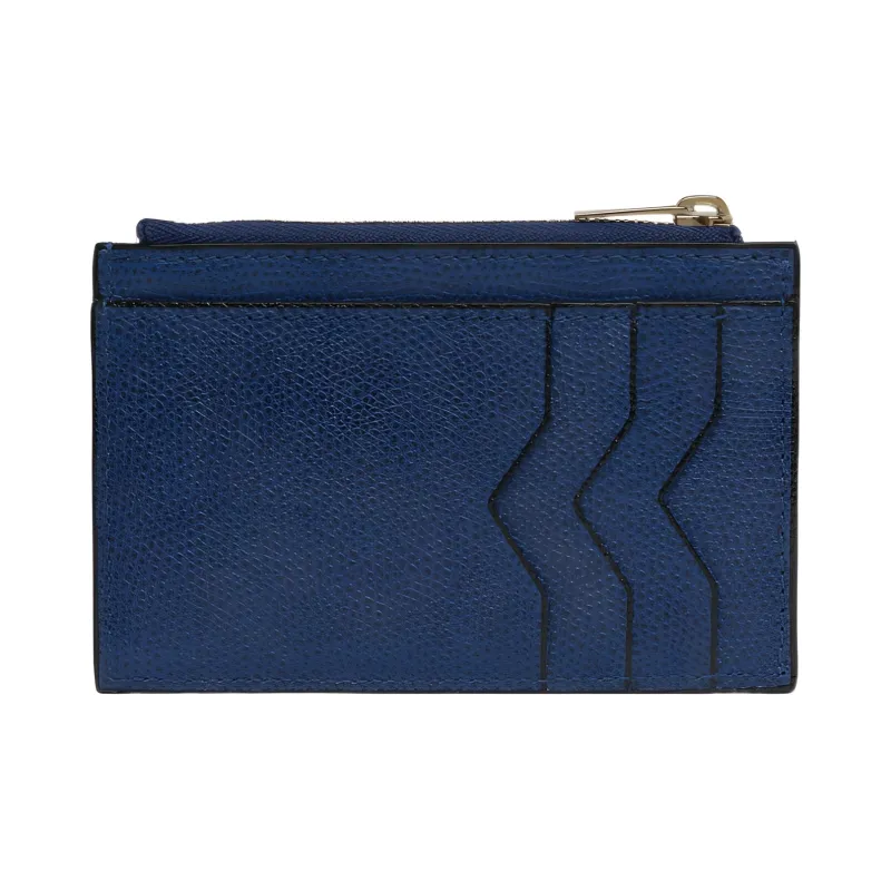 Valextra Cow Leather Coin Purse Women's Marine Blue-1