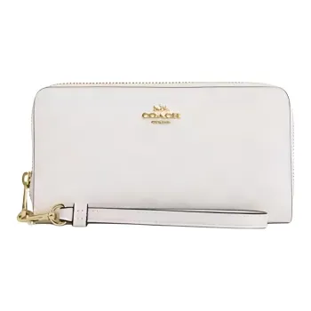 COACH Zip AroundSignature Coated Canvas Wallet Small Size Women's White