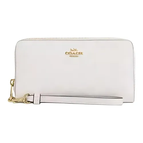 COACH Zip AroundSignature Coated Canvas Wallet Small Size Women's White