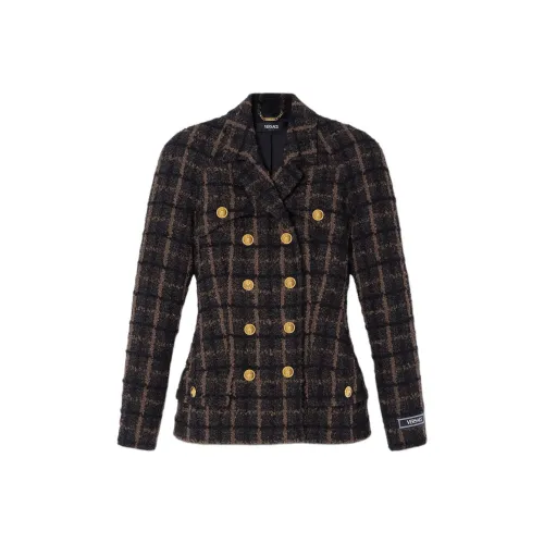 VERSACE Double-Breasted Checked Blazer