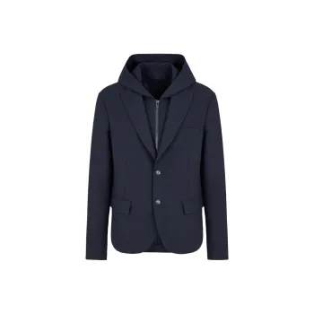 EMPORIO ARMANI Viscose blend Blazer With Detachable Inner Panel And Hood