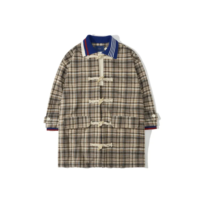 UNVESNO Puffer Jackets Unisex Brown Plaid Pattern-0