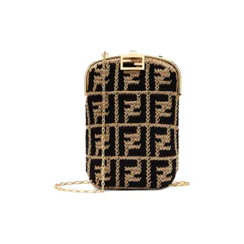 FENDI Baguette Sheepskin Baguette Bag Crossbody Bag Mini Women's Black/Brown
