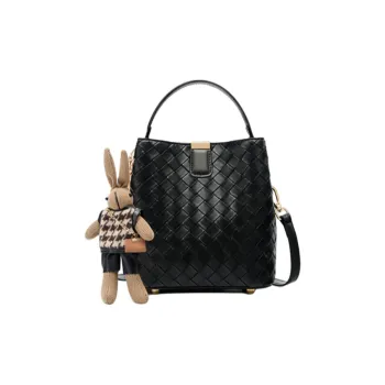 Carnival Keep Cow Leather Crossbody One Shoulder Handbag Women's Black/Ecru
