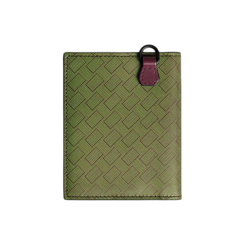 MONTBLANC Stylish 3.0 Leather Wallet Men's Lime Green & Bordeaux Red-2