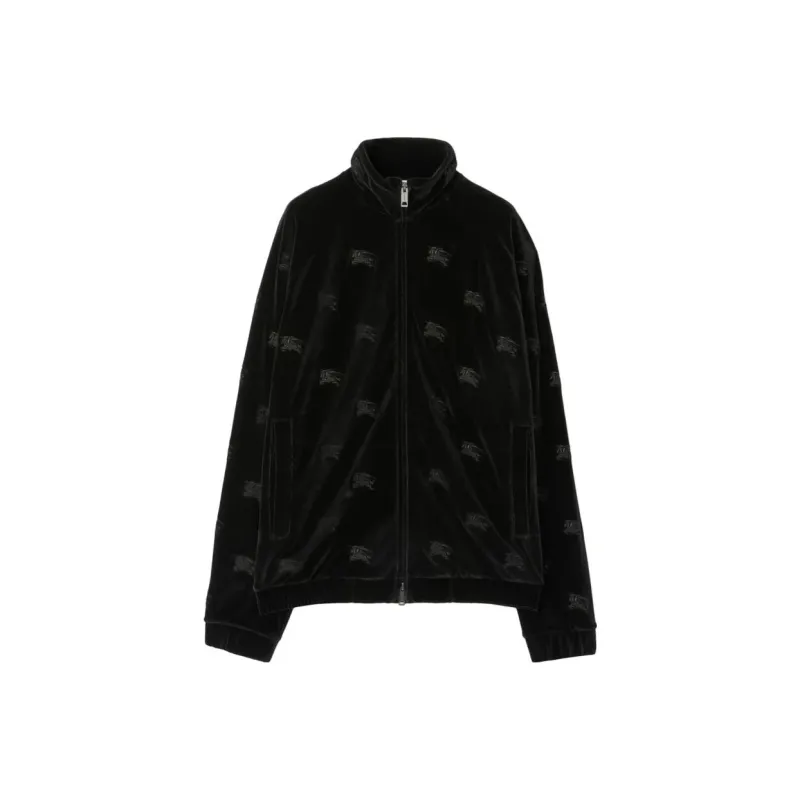 Burberry Ekd Velvet Finished High Neck Zipped Sweatshirt-0