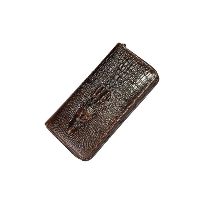 VIHUS Top Grain Cow Leather Clutch Wallet Men's Black-5