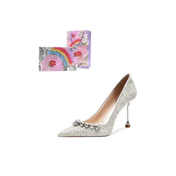 Crelinkxlat French Fairy Soft Princess Luxury Style Slim Heel High Heels Women's Champagne Gold