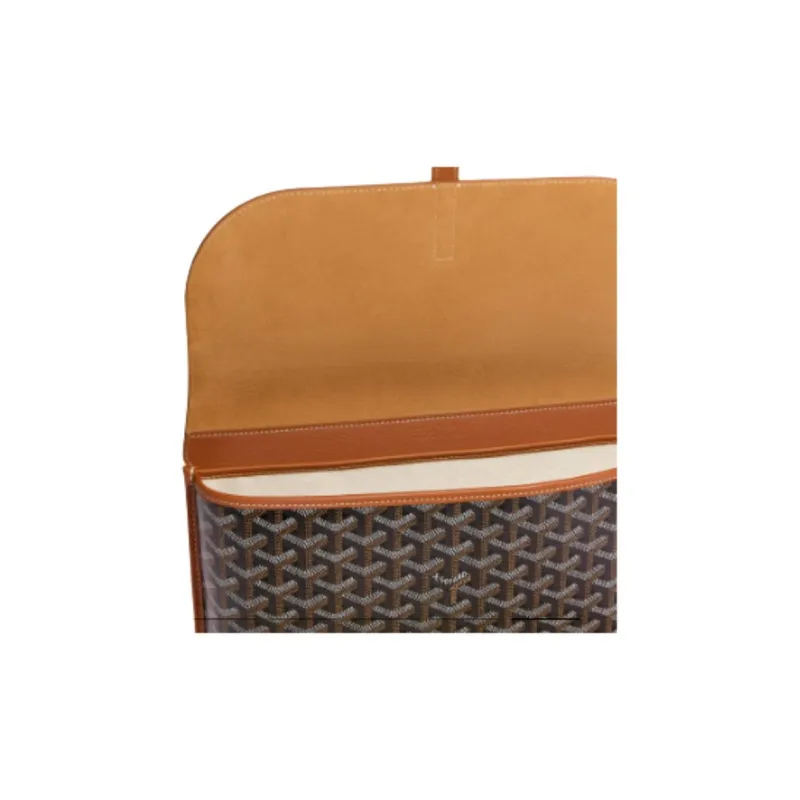 GOYARD Canvas With Calfskin Messenger Bag, Crossbody Bag, Shoulder Bag Unisex Black & Brown-3