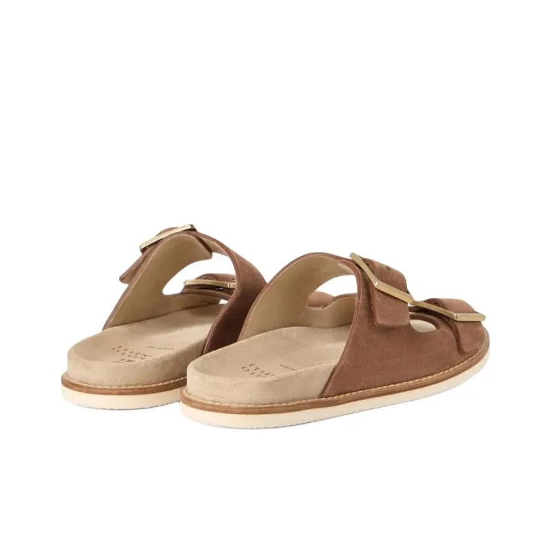Brunello Cucinelli Double Buckle Fastened Open Toe Slides-3