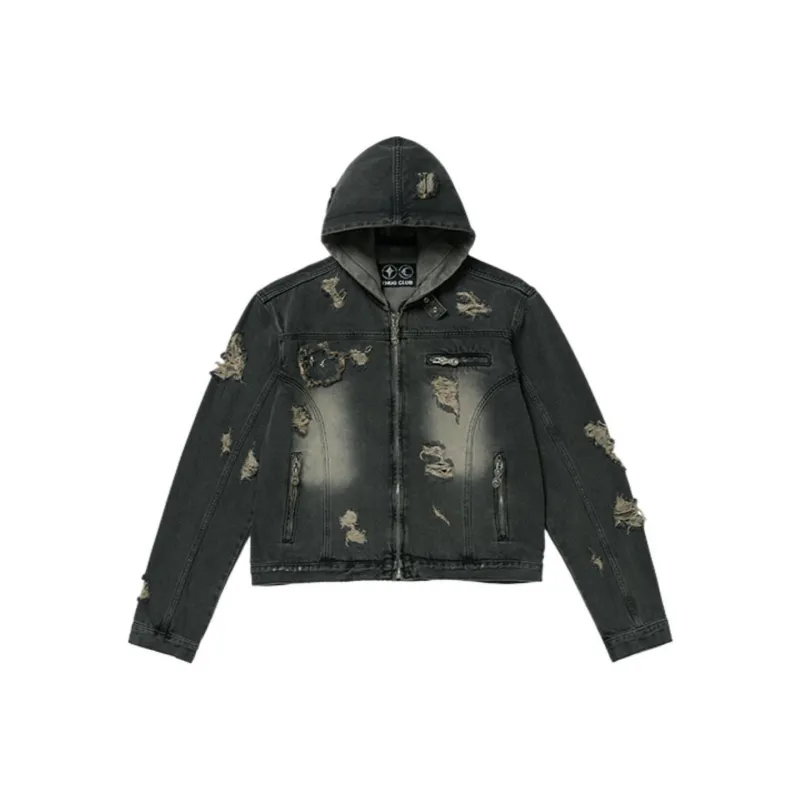 THUG CLUB SS24 Denim Jacket Unisex Black-0