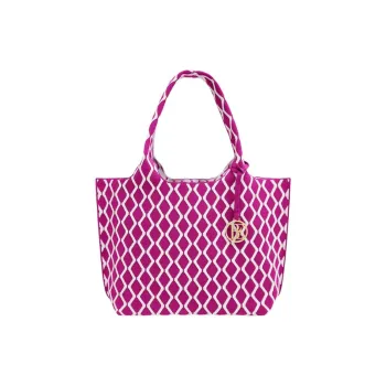 BALNEAIRE Polyester Tote Handbag Women's Eye Catching Rose Red/Modern Black White