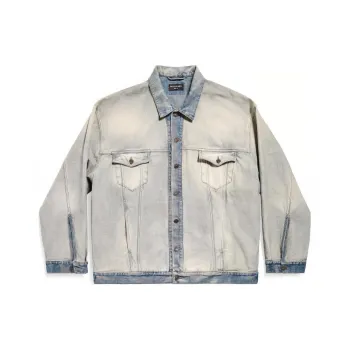 Balenciaga Collared Button Up Denim Jacket