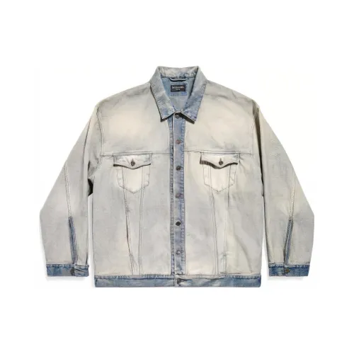 Balenciaga Collared Button Up Denim Jacket