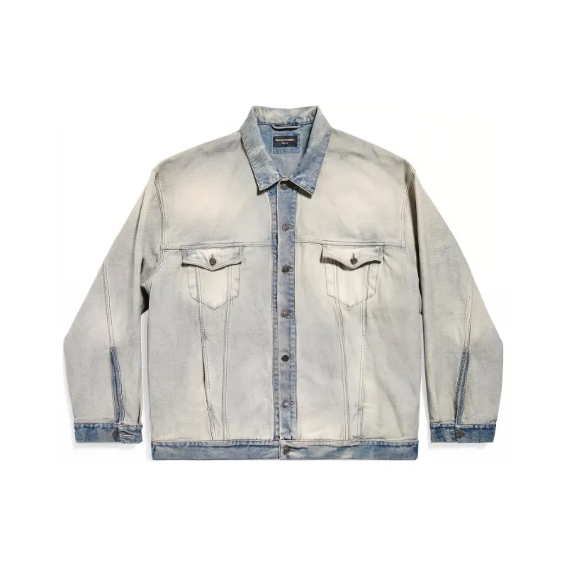 Balenciaga Collared Button Up Denim Jacket-0