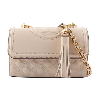 TORY BURCH Fleming Lambskin Shoulder Bag Women's Beige
