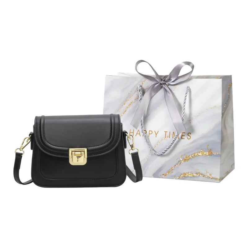 Miss Angel PU Crossbody Bag Key Pouch For Outings Women's Ecru/Black-12