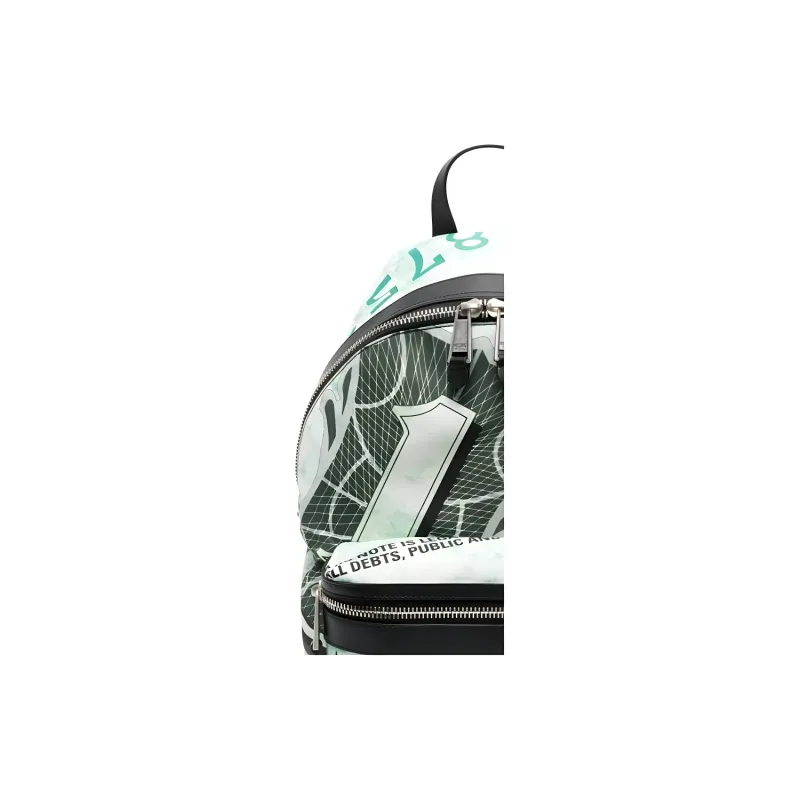 MOSCHINO Calfskin Backpack Men's Mint Green With Black Accents-2