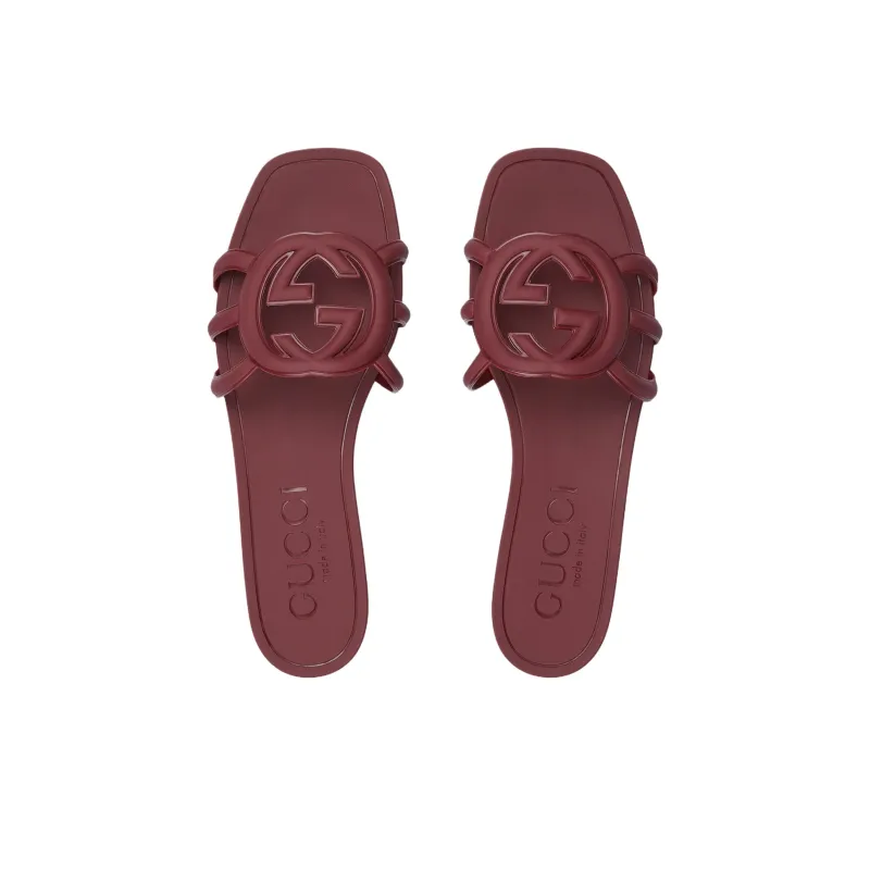GUCCI Interlocking Slide Slippers Women's Red-3