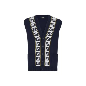 FENDI Logo Intarsia Button-Up Vest