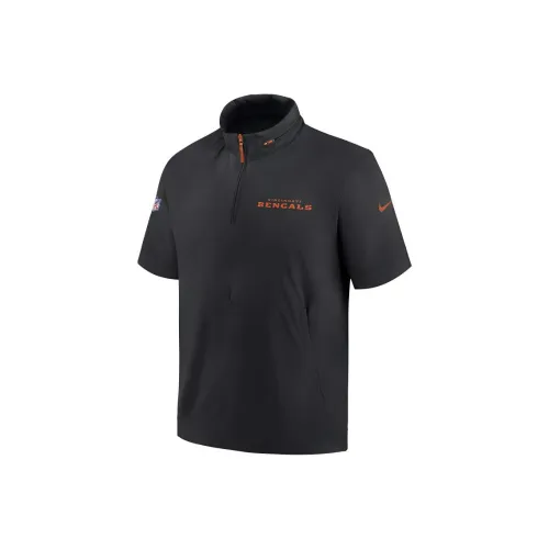 Nike Cincinnati Bengals Sideline Coach Men's Nike Nfl 1/2 Zip Short Sleeve Hooded Jacket
