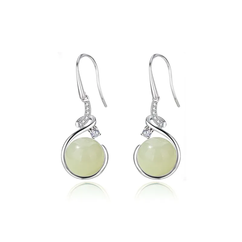 Yarondi Earrings Pale Greenish White Jade Women's-0