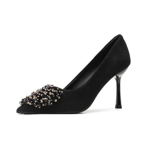Qiandongmeili High Heels Women's Black