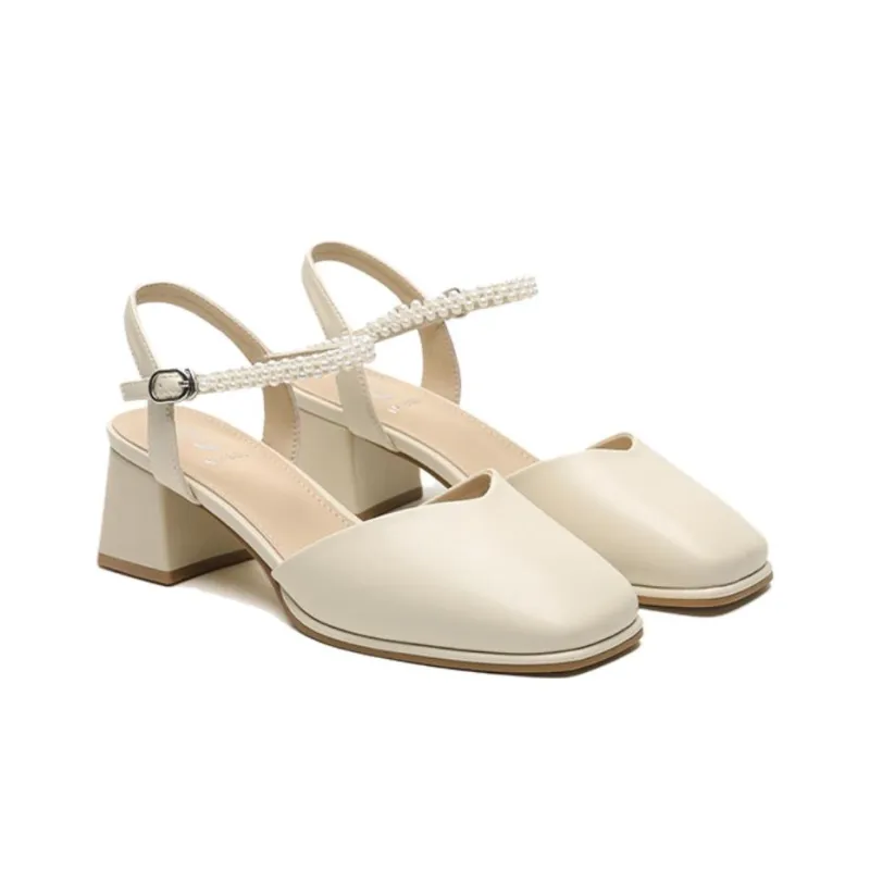 JOSINY Chunky Heel High Heels Women's Ecru-1