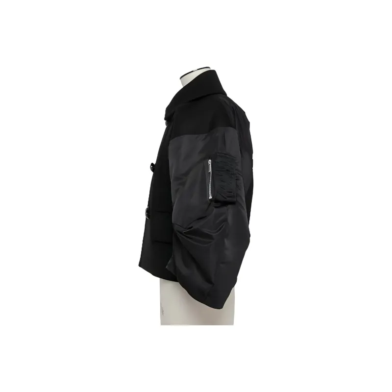 Sacai Wool Melton Nylon Twill Jacket 'Black'-2