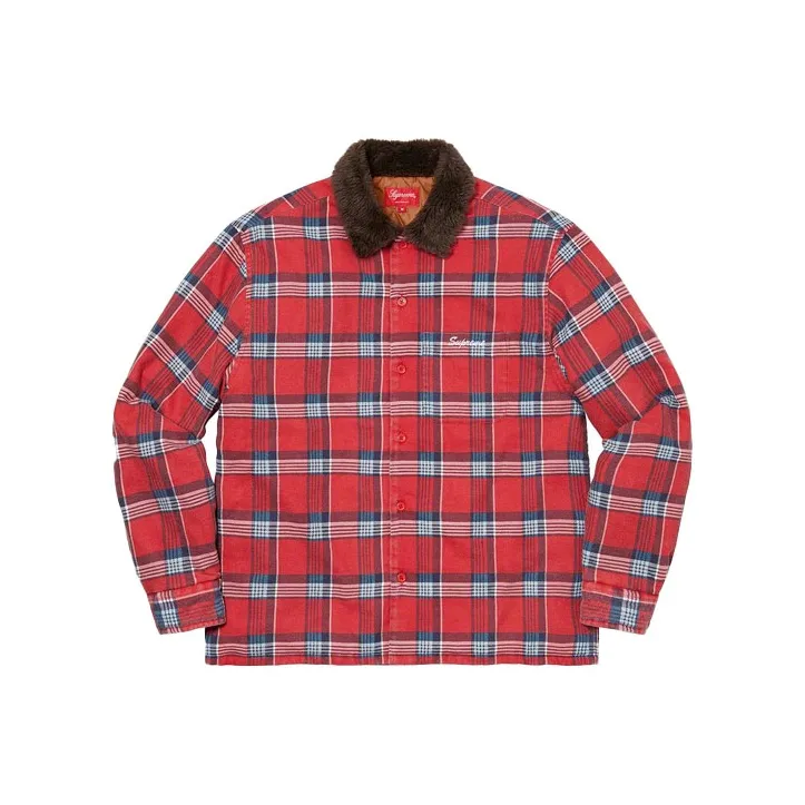 Supreme Faux Fur Collar Flannel Shirt-2