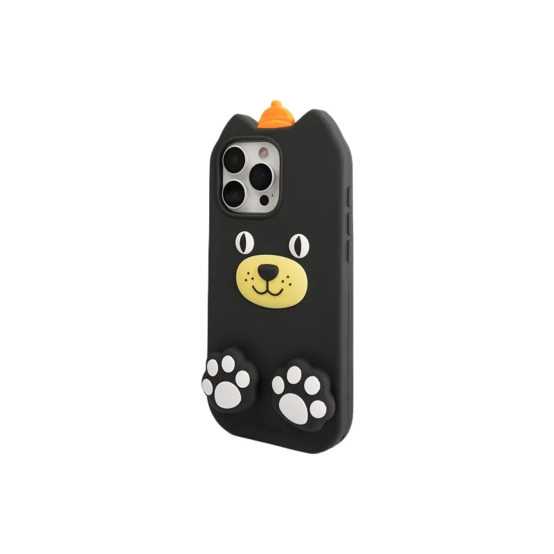 Sopi Silicone Material Black Lucky Cat Phone Cases Compatible With IPhone 16/15 Pro Max/Apple 13/14 Pro/Max-2