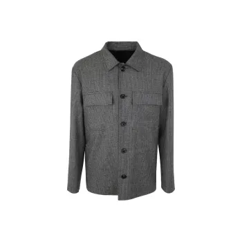 LARDINI Micro Houndstooth pattern Shirt Jacket