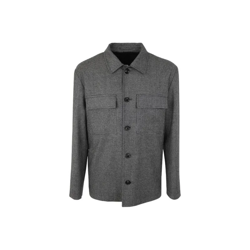 LARDINI Micro Houndstooth pattern Shirt Jacket-0