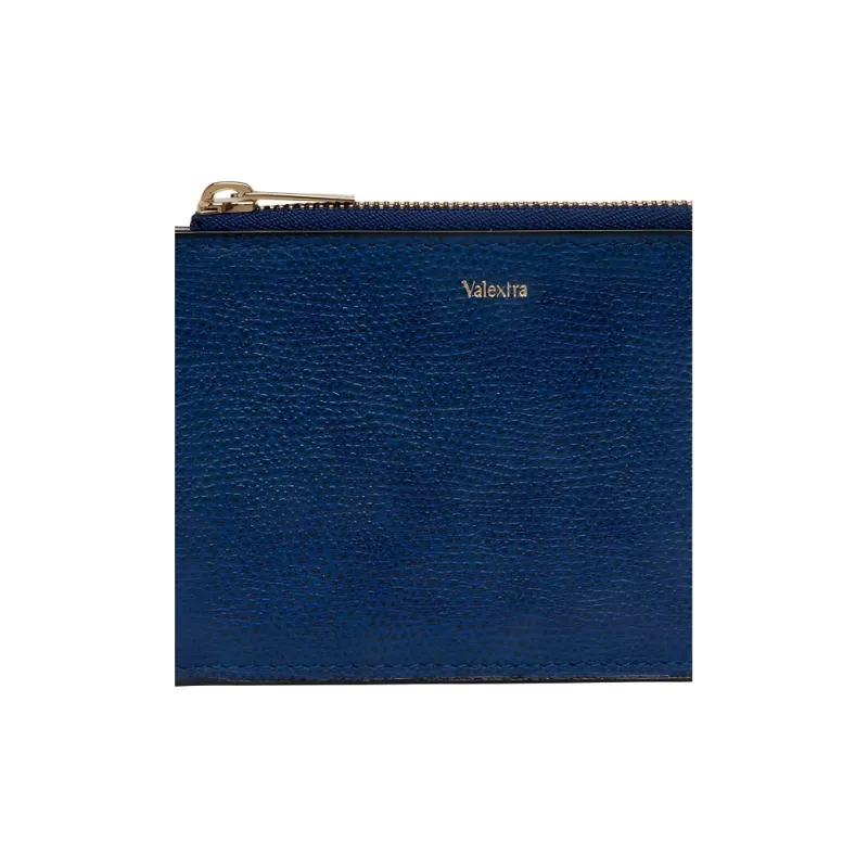 Valextra Cow Leather Coin Purse Women's Marine Blue-3