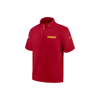 Nike Kansas City Chiefs Sideline Coach Men's Nike Nfl 1/2 Zip Short Sleeve Hooded Jacket