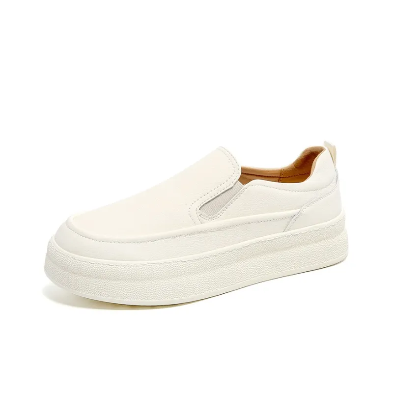 Anti Slip Wear Resistant Low Top Fashion Versatile Skateboard Shoes Men's Ecru And White Shades-0
