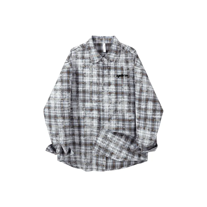GDRX Shirt Unisex Blue White Plaid Tie Dye-3