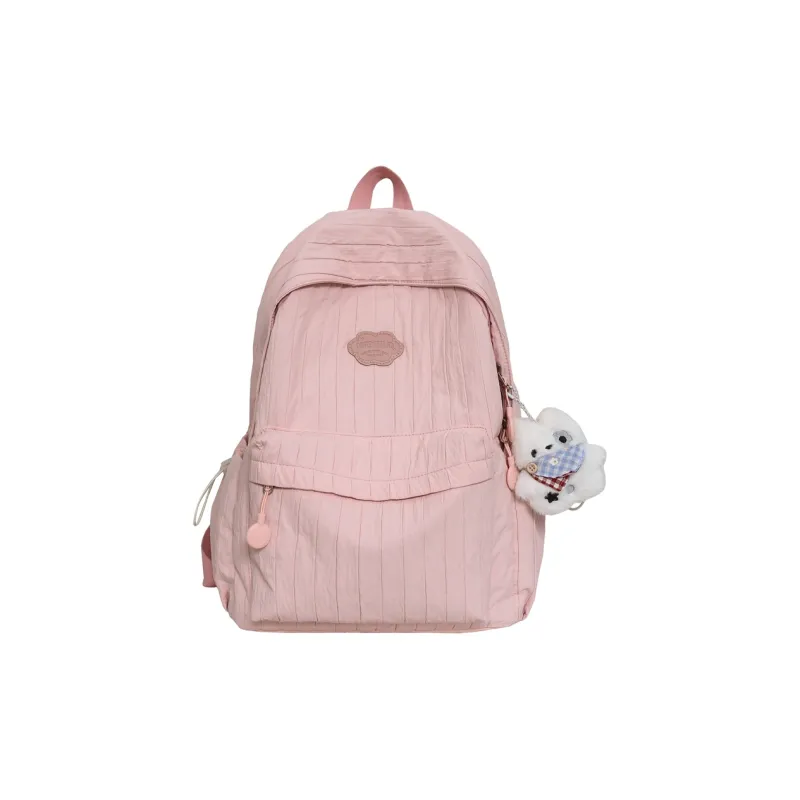 BUBM Nylon Backpack Unisex Black/Ecru/Yellow/Pink/Violet-12