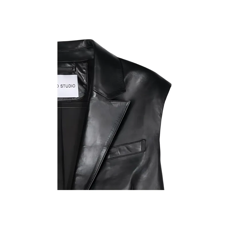 STAND STUDIO Libbie Leather Blazer Vest-2