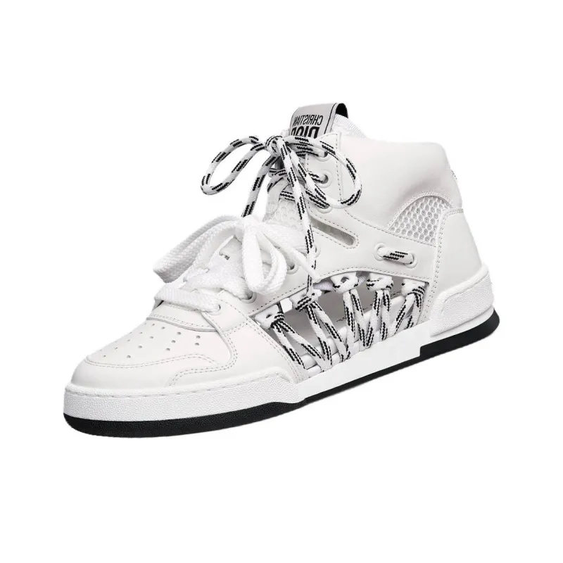 DIOR High Top Skateboard Shoes Women's White-3