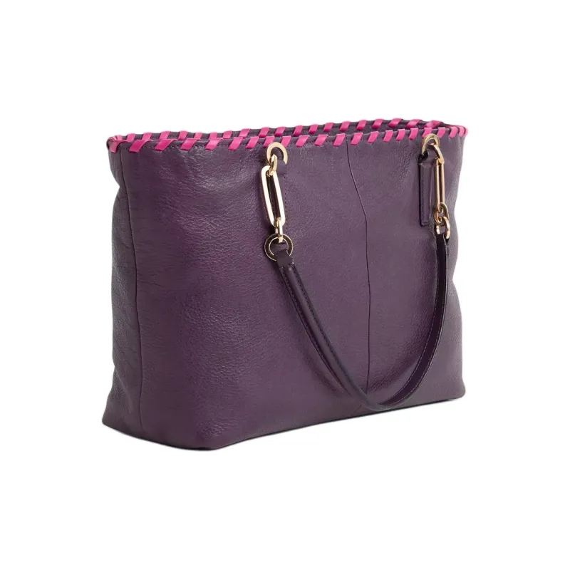 COACH Madison Leather Tote Bag, Shopping Bag, Shoulder Bag Large Size Women's Black Purple-1