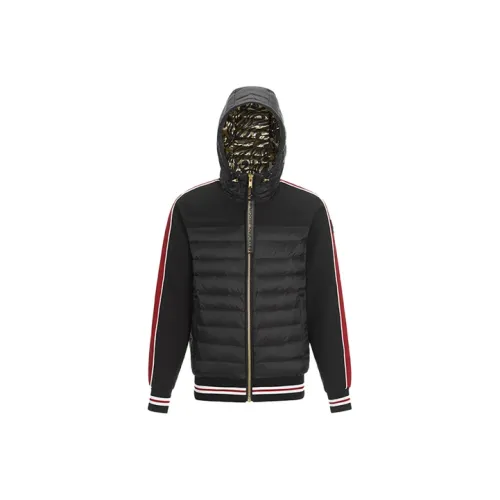 Moose Knuckles FW21 Stripes Colorblock Hooded Down Jacket Men's Black