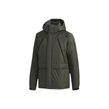 Adidas Solid Color Hooded Down Jacket Men's Green